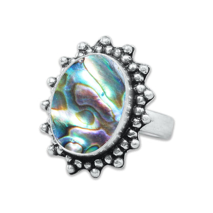 Abalone Shell Rings – Silver-Plated, Handmade, Iridescent Rainbow Boho (US Sizes 6–10, Non-Adjustable) | Wholesale