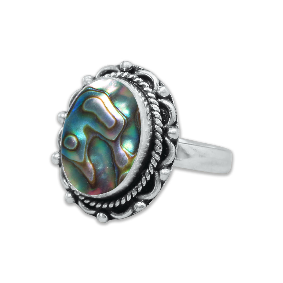 Abalone Shell Rings – Silver-Plated, Handmade, Iridescent Rainbow Boho (US Sizes 6–10, Non-Adjustable) | Wholesale