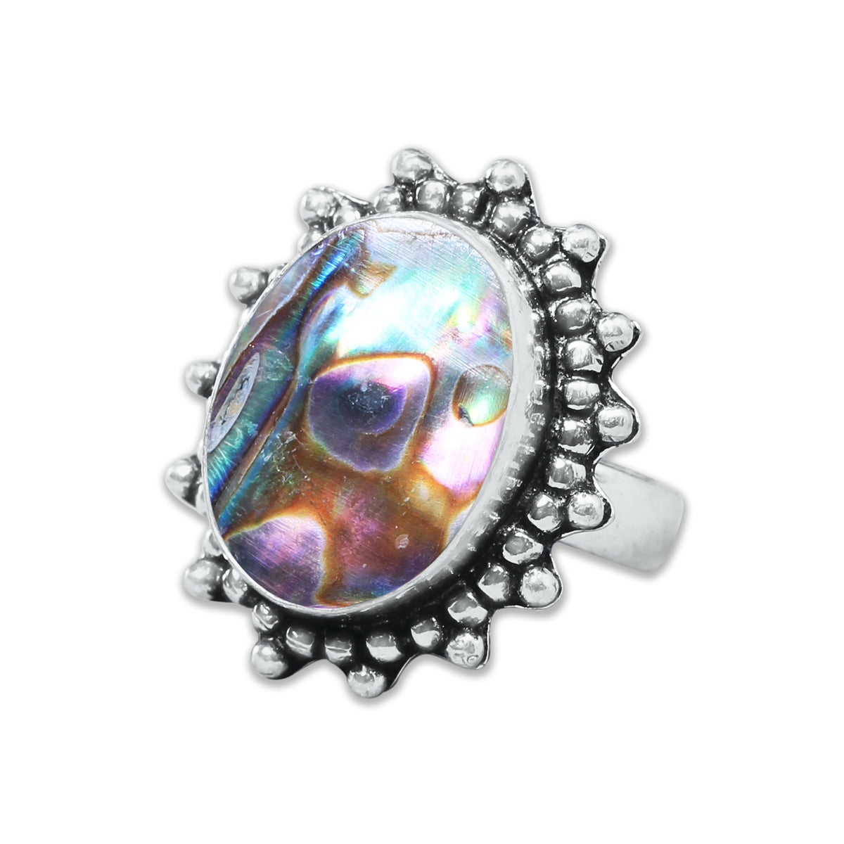 Abalone Shell Rings – Silver-Plated, Handmade, Iridescent Rainbow Boho (US Sizes 6–10, Non-Adjustable) | Wholesale