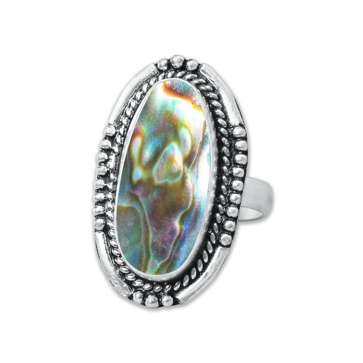 Abalone Shell Rings – Silver-Plated, Handmade, Iridescent Rainbow Boho (US Sizes 6–10, Non-Adjustable) | Wholesale
