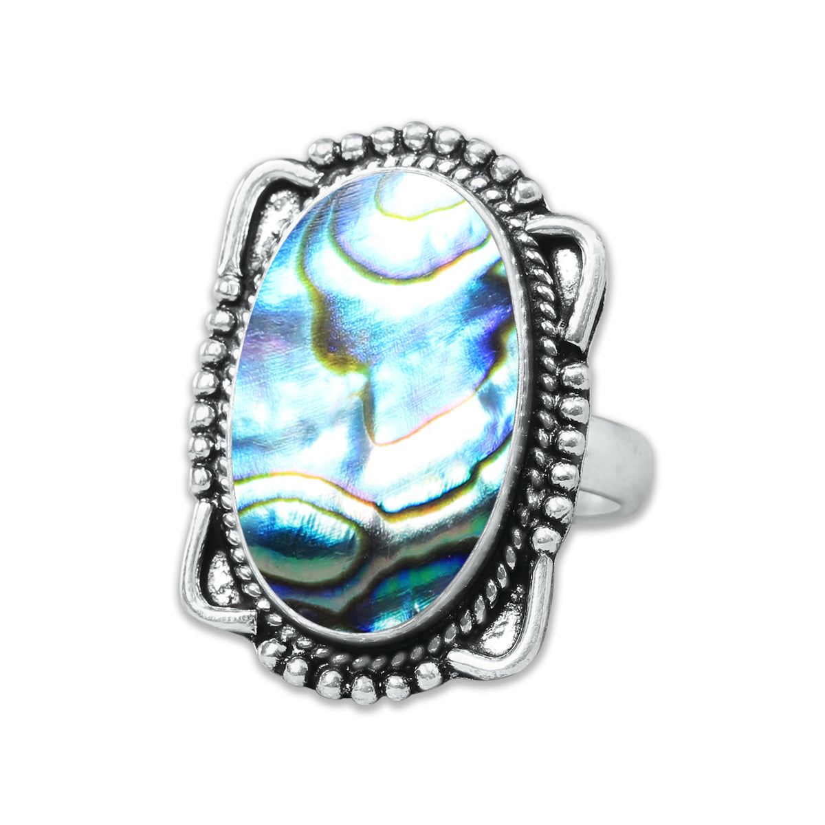 Abalone Shell Rings – Silver-Plated, Handmade, Iridescent Rainbow Boho (US Sizes 6–10, Non-Adjustable) | Wholesale