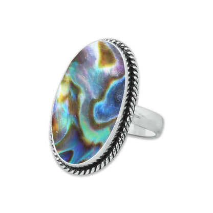 Abalone Shell Rings – Silver-Plated, Handmade, Iridescent Rainbow Boho (US Sizes 6–10, Non-Adjustable) | Wholesale
