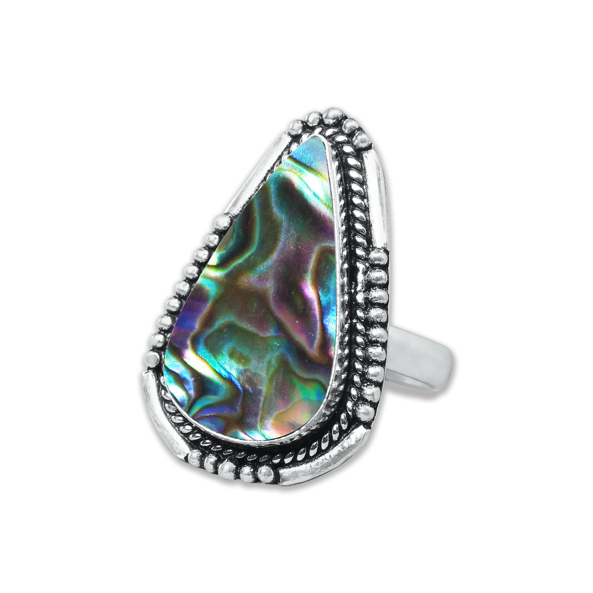 Abalone Shell Rings – Silver-Plated, Handmade, Iridescent Rainbow Boho (US Sizes 6–10, Non-Adjustable) | Wholesale