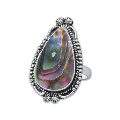 Abalone Shell Rings – Silver-Plated, Handmade, Iridescent Rainbow Boho (US Sizes 6–10, Non-Adjustable) | Wholesale