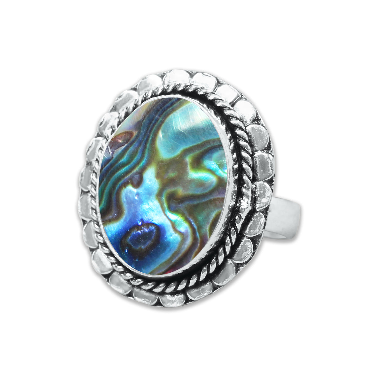 Abalone Shell Rings – Silver-Plated, Handmade, Iridescent Rainbow Boho (US Sizes 6–10, Non-Adjustable) | Wholesale