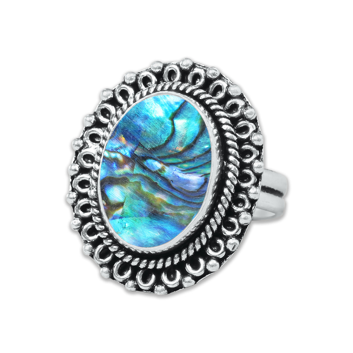 Abalone Shell Rings – Silver-Plated, Handmade, Iridescent Rainbow Boho (US Sizes 6–10, Non-Adjustable) | Wholesale