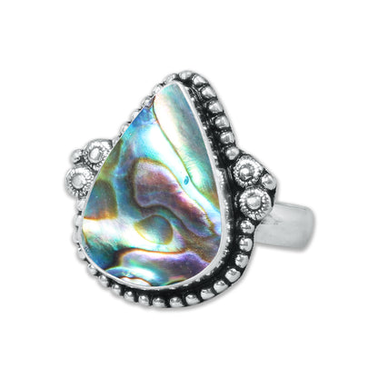 Abalone Shell Rings – Silver-Plated, Handmade, Iridescent Rainbow Boho (US Sizes 6–10, Non-Adjustable) | Wholesale
