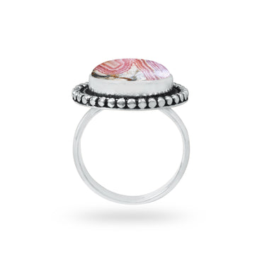 Rhodochrosite Rings – Silver-Plated, Handmade, Pink Banded Crystal (US Sizes 6–10, Made to Order) | Wholesale