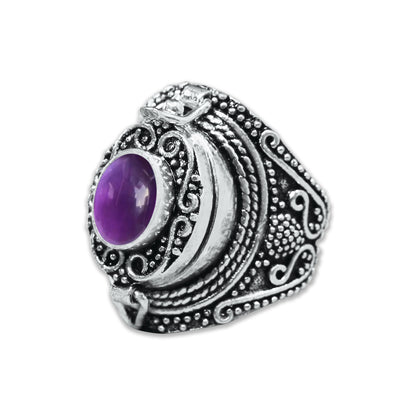 Poison Locket Rings – Silver-Plated, Handmade, Hidden Compartment (US Sizes 6–10) | Wholesale