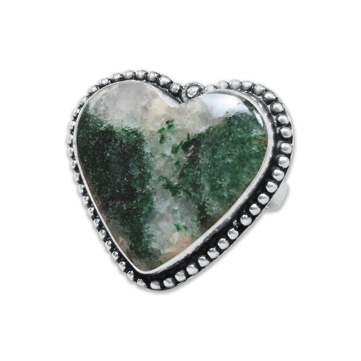 Heart Crystal Rings – Silver-Plated, Handmade, Assorted Natural Stones (US Sizes 6–10, Non-Adjustable) | Wholesale