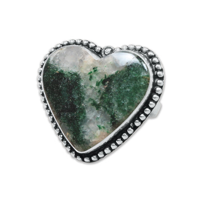 Heart Crystal Rings – Silver-Plated, Handmade, Assorted Natural Stones (US Sizes 6–10, Non-Adjustable) | Wholesale