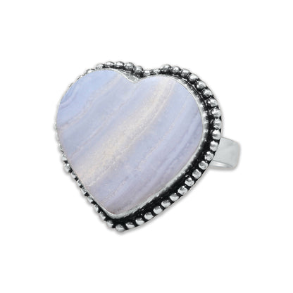 Heart Crystal Rings – Silver-Plated, Handmade, Assorted Natural Stones (US Sizes 6–10, Non-Adjustable) | Wholesale
