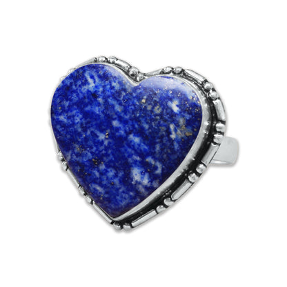 Heart Crystal Rings – Silver-Plated, Handmade, Assorted Natural Stones (US Sizes 6–10, Non-Adjustable) | Wholesale