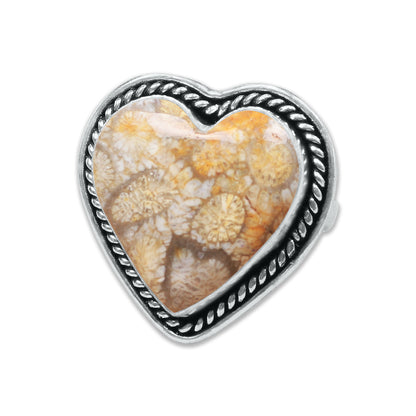 Heart Crystal Rings – Silver-Plated, Handmade, Assorted Natural Stones (US Sizes 6–10, Non-Adjustable) | Wholesale