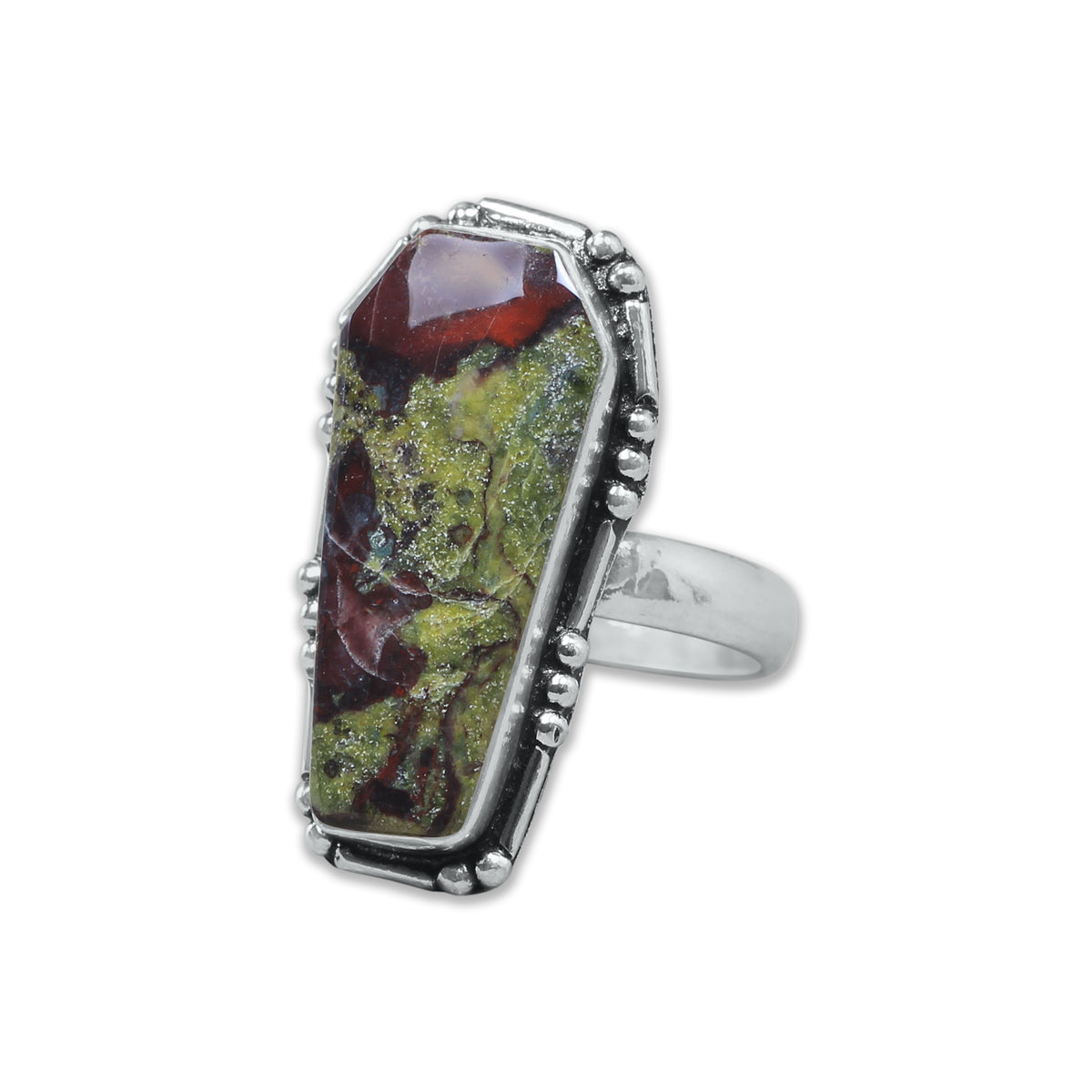 Coffin-Cut Statement Rings – Silver-Plated, Handmade, Assorted Gemstones (US Sizes 6–10, Non-Adjustable) | Wholesale