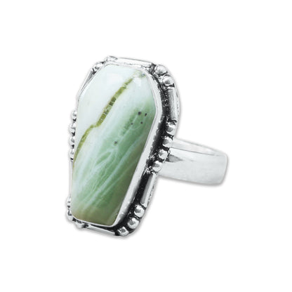 Coffin-Cut Statement Rings – Silver-Plated, Handmade, Assorted Gemstones (US Sizes 6–10, Non-Adjustable) | Wholesale