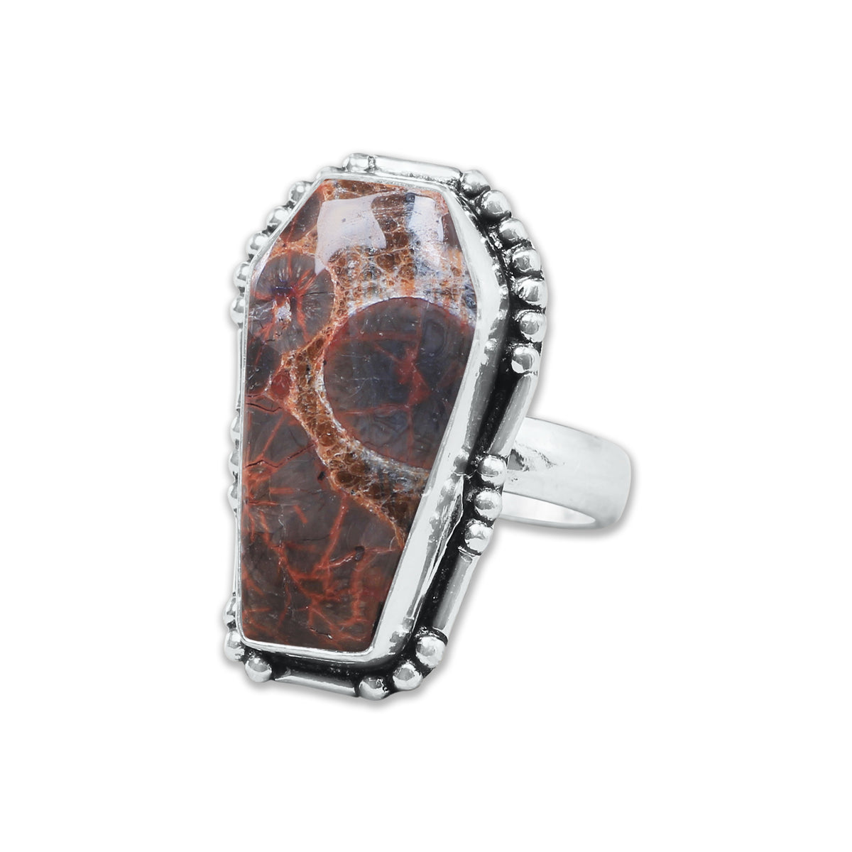 Coffin-Cut Statement Rings – Silver-Plated, Handmade, Assorted Gemstones (US Sizes 6–10, Non-Adjustable) | Wholesale