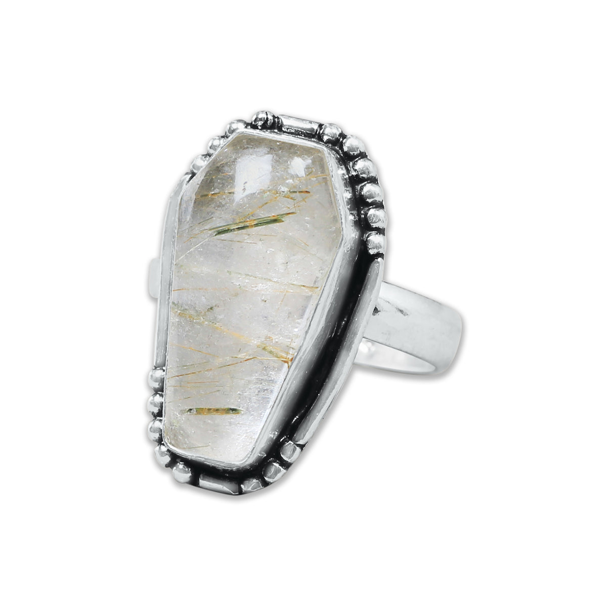 Coffin-Cut Statement Rings – Silver-Plated, Handmade, Assorted Gemstones (US Sizes 6–10, Non-Adjustable) | Wholesale