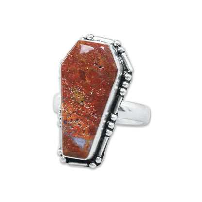 Coffin-Cut Statement Rings – Silver-Plated, Handmade, Assorted Gemstones (US Sizes 6–10, Non-Adjustable) | Wholesale