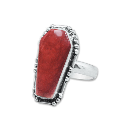 Coffin-Cut Statement Rings – Silver-Plated, Handmade, Assorted Gemstones (US Sizes 6–10, Non-Adjustable) | Wholesale