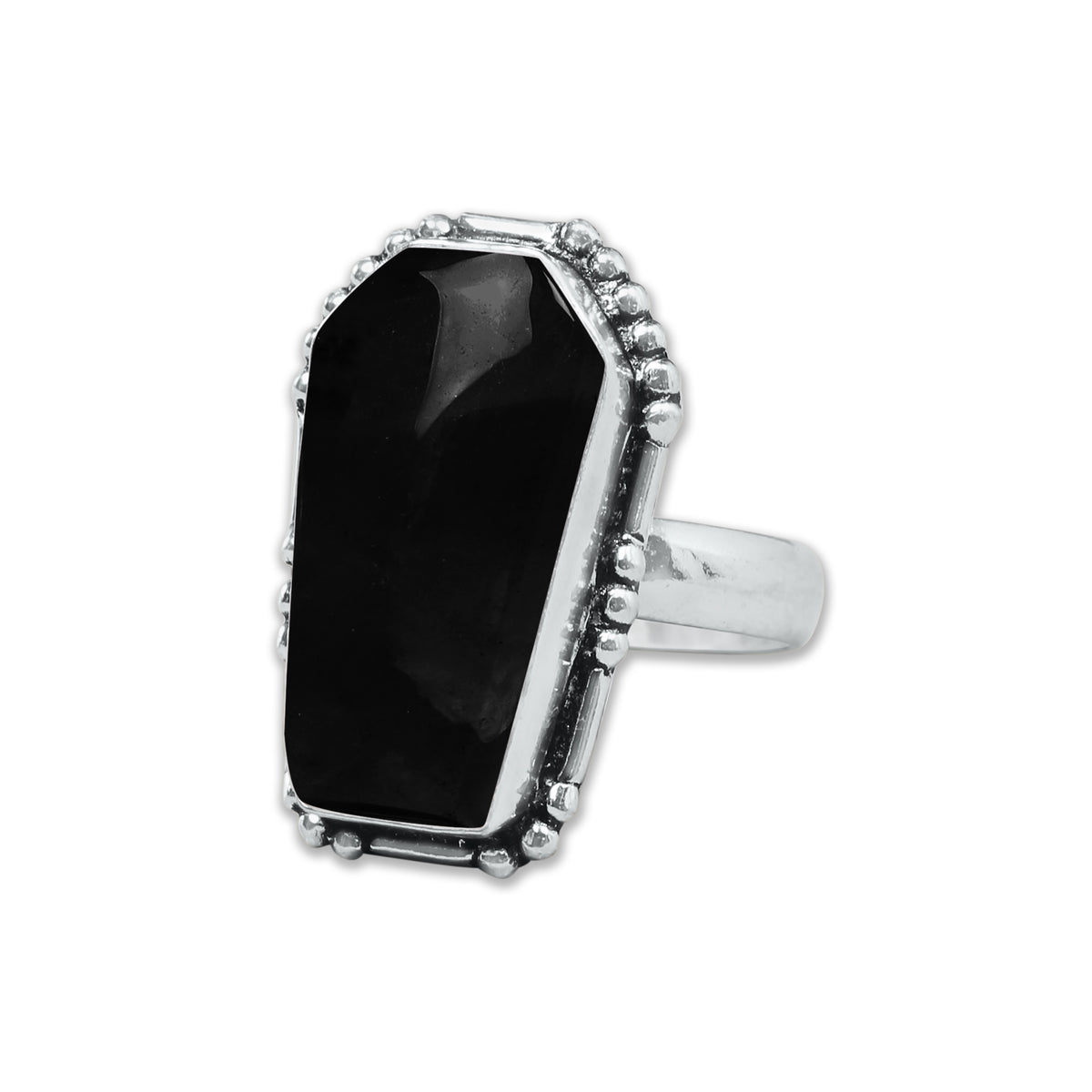 Coffin-Cut Statement Rings – Silver-Plated, Handmade, Assorted Gemstones (US Sizes 6–10, Non-Adjustable) | Wholesale