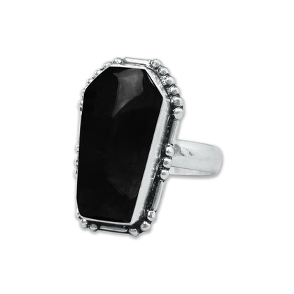 Coffin-Cut Statement Rings – Silver-Plated, Handmade, Assorted Gemstones (US Sizes 6–10, Non-Adjustable) | Wholesale