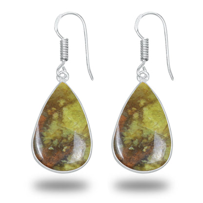 Peruvian Green Opal Earrings – Minimalist, Silver-Plated | Wholesale Handmade Jewelry