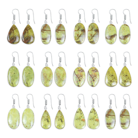 Peruvian Green Opal Earrings – Minimalist, Silver-Plated | Wholesale Handmade Jewelry