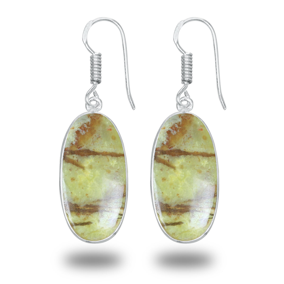 Peruvian Green Opal Earrings – Minimalist, Silver-Plated | Wholesale Handmade Jewelry