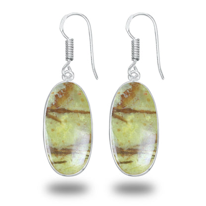 Peruvian Green Opal Earrings – Minimalist, Silver-Plated | Wholesale Handmade Jewelry