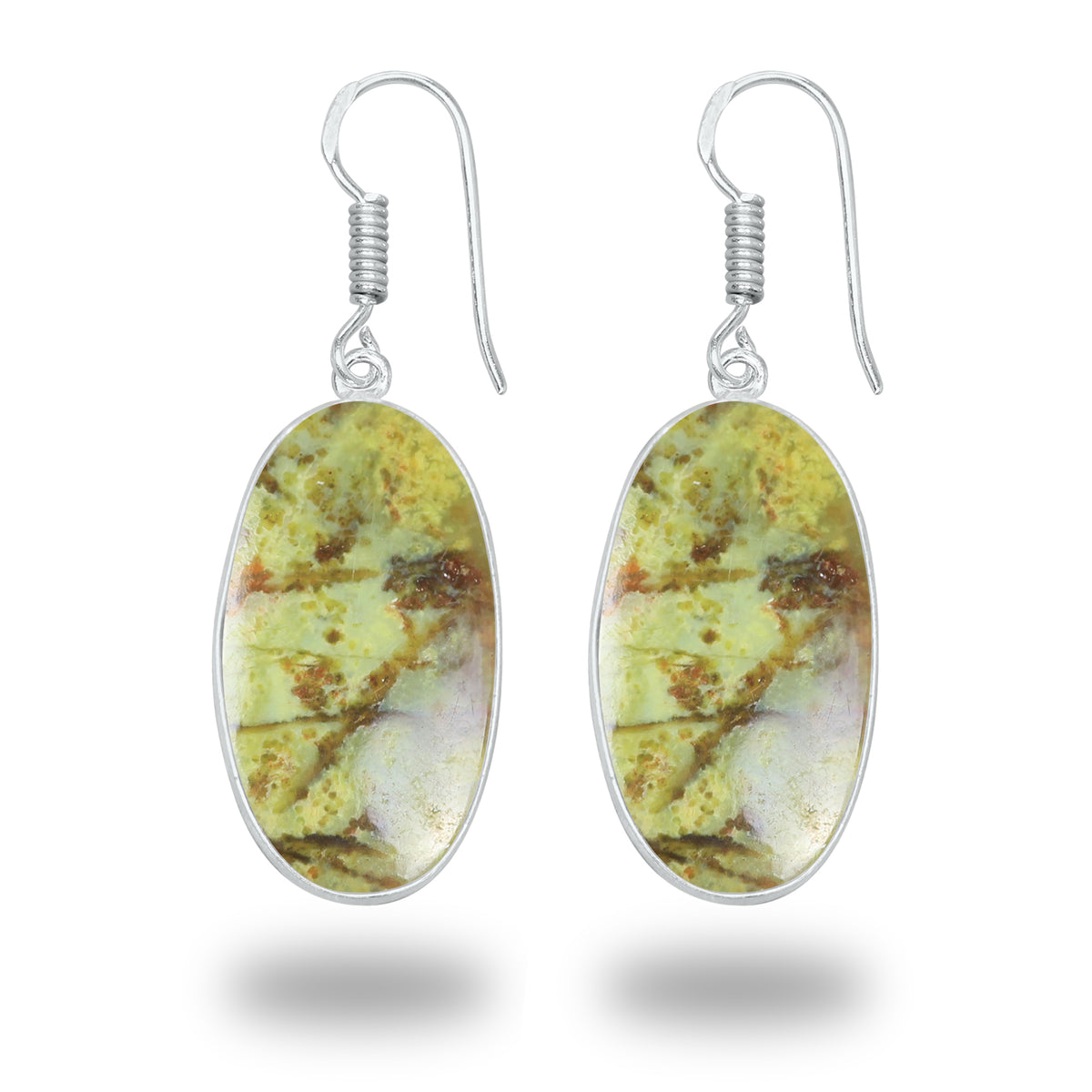 Peruvian Green Opal Earrings – Minimalist, Silver-Plated | Wholesale Handmade Jewelry