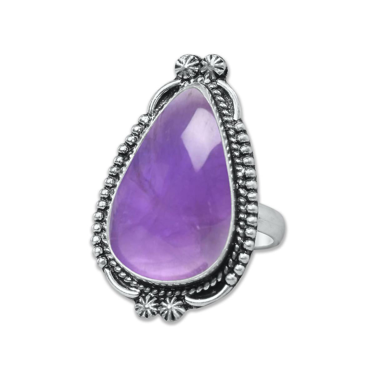 Natürliche Amethyst-Edelsteinringe für Frauen, lila Amethyst-Kristall, handgefertigte Großhandelsringe zum Massenverkauf