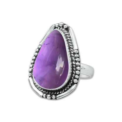 Natürliche Amethyst-Edelsteinringe für Frauen, lila Amethyst-Kristall, handgefertigte Großhandelsringe zum Massenverkauf