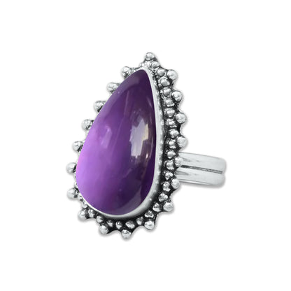 Natürliche Amethyst-Edelsteinringe für Frauen, lila Amethyst-Kristall, handgefertigte Großhandelsringe zum Massenverkauf