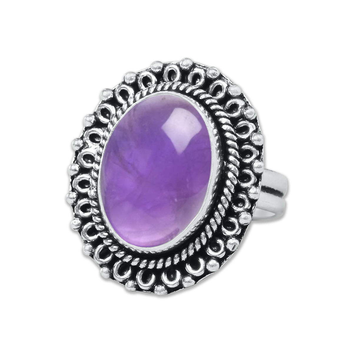 Natürliche Amethyst-Edelsteinringe für Frauen, lila Amethyst-Kristall, handgefertigte Großhandelsringe zum Massenverkauf