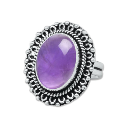 Natürliche Amethyst-Edelsteinringe für Frauen, lila Amethyst-Kristall, handgefertigte Großhandelsringe zum Massenverkauf