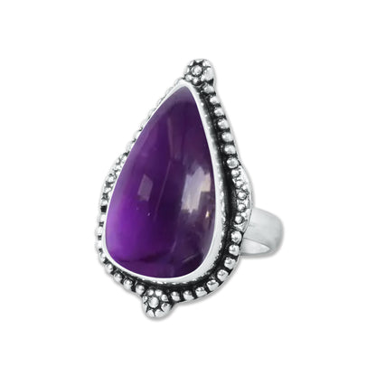 Natürliche Amethyst-Edelsteinringe für Frauen, lila Amethyst-Kristall, handgefertigte Großhandelsringe zum Massenverkauf