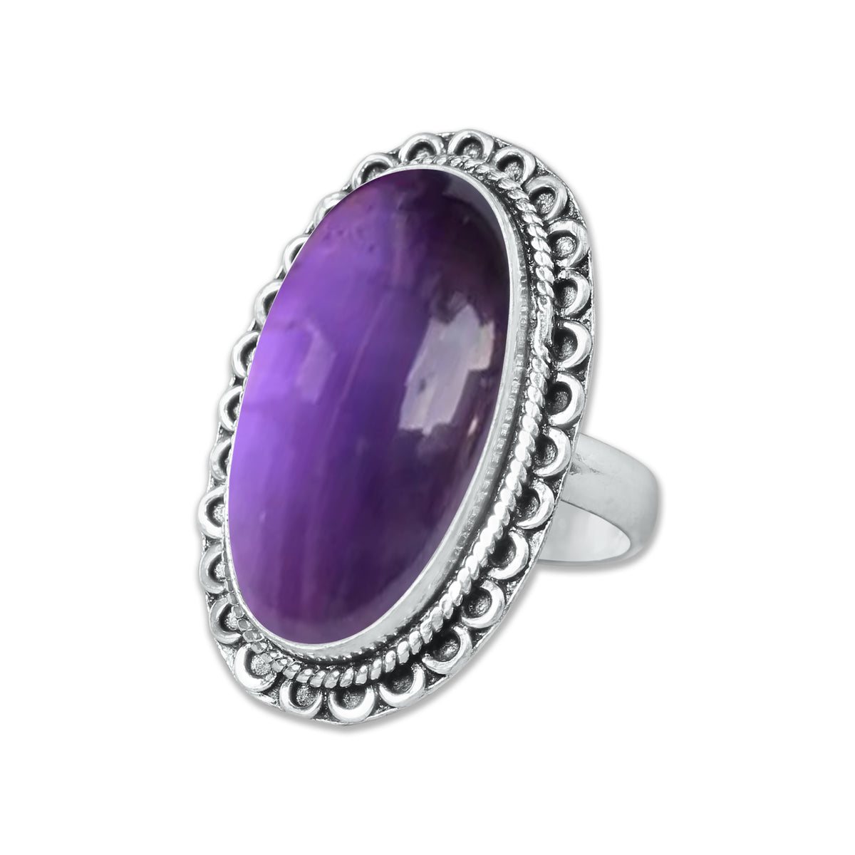 Natürliche Amethyst-Edelsteinringe für Frauen, lila Amethyst-Kristall, handgefertigte Großhandelsringe zum Massenverkauf