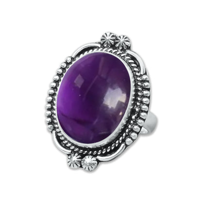 Natürliche Amethyst-Edelsteinringe für Frauen, lila Amethyst-Kristall, handgefertigte Großhandelsringe zum Massenverkauf