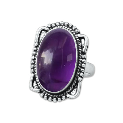 Natürliche Amethyst-Edelsteinringe für Frauen, lila Amethyst-Kristall, handgefertigte Großhandelsringe zum Massenverkauf
