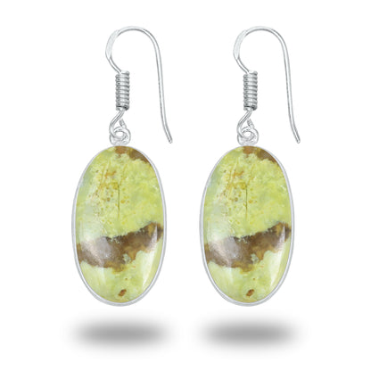 Peruvian Green Opal Earrings – Minimalist, Silver-Plated | Wholesale Handmade Jewelry