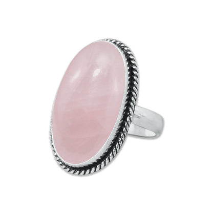 Bagues en quartz rose faites à la main pour femmes – Bijoux en laiton plaqué argent pour l'amour et la guérison