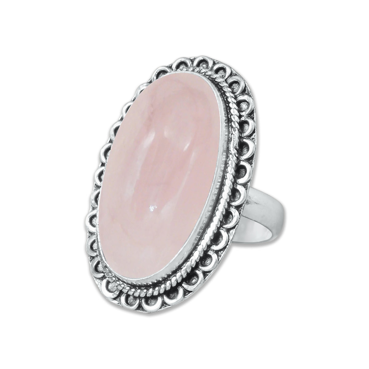 Bagues en quartz rose faites à la main pour femmes – Bijoux en laiton plaqué argent pour l'amour et la guérison