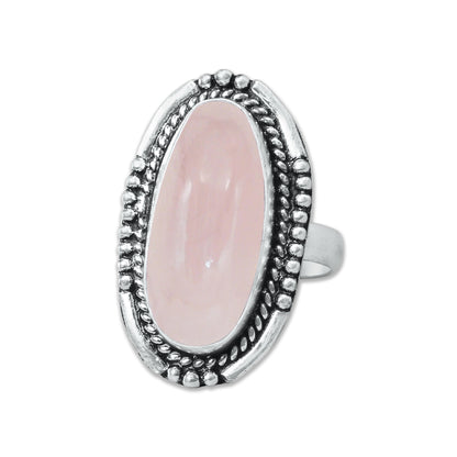 Bagues en quartz rose faites à la main pour femmes – Bijoux en laiton plaqué argent pour l'amour et la guérison