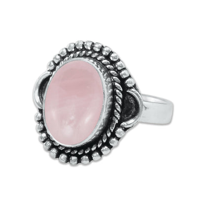 Bagues en quartz rose faites à la main pour femmes – Bijoux en laiton plaqué argent pour l'amour et la guérison