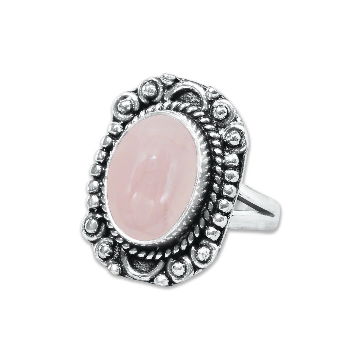 Bagues en quartz rose faites à la main pour femmes – Bijoux en laiton plaqué argent pour l'amour et la guérison