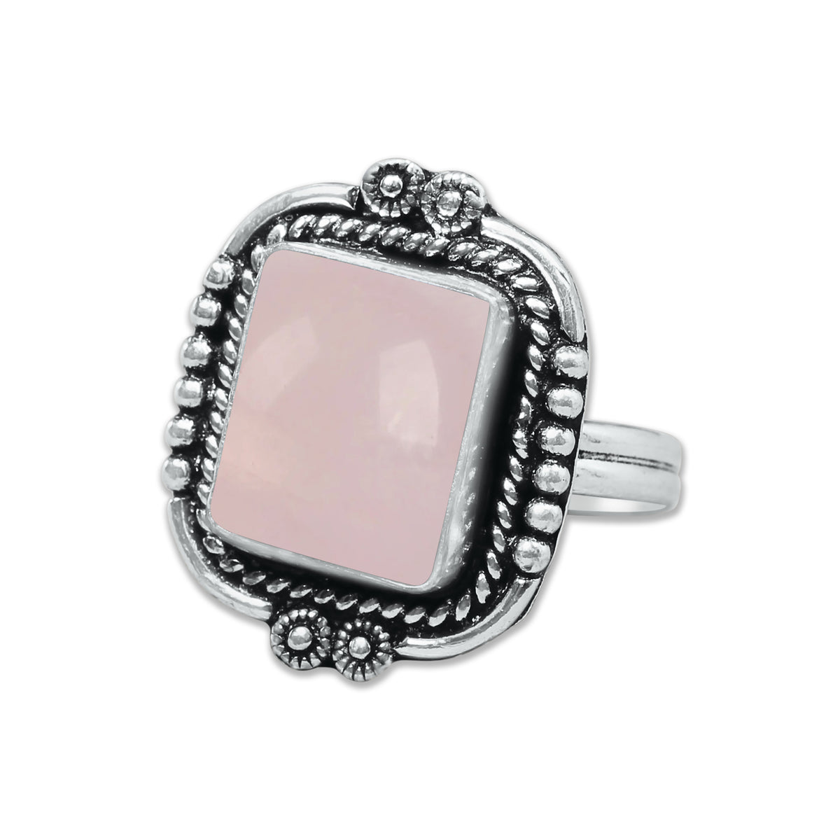 Bagues en quartz rose faites à la main pour femmes – Bijoux en laiton plaqué argent pour l'amour et la guérison
