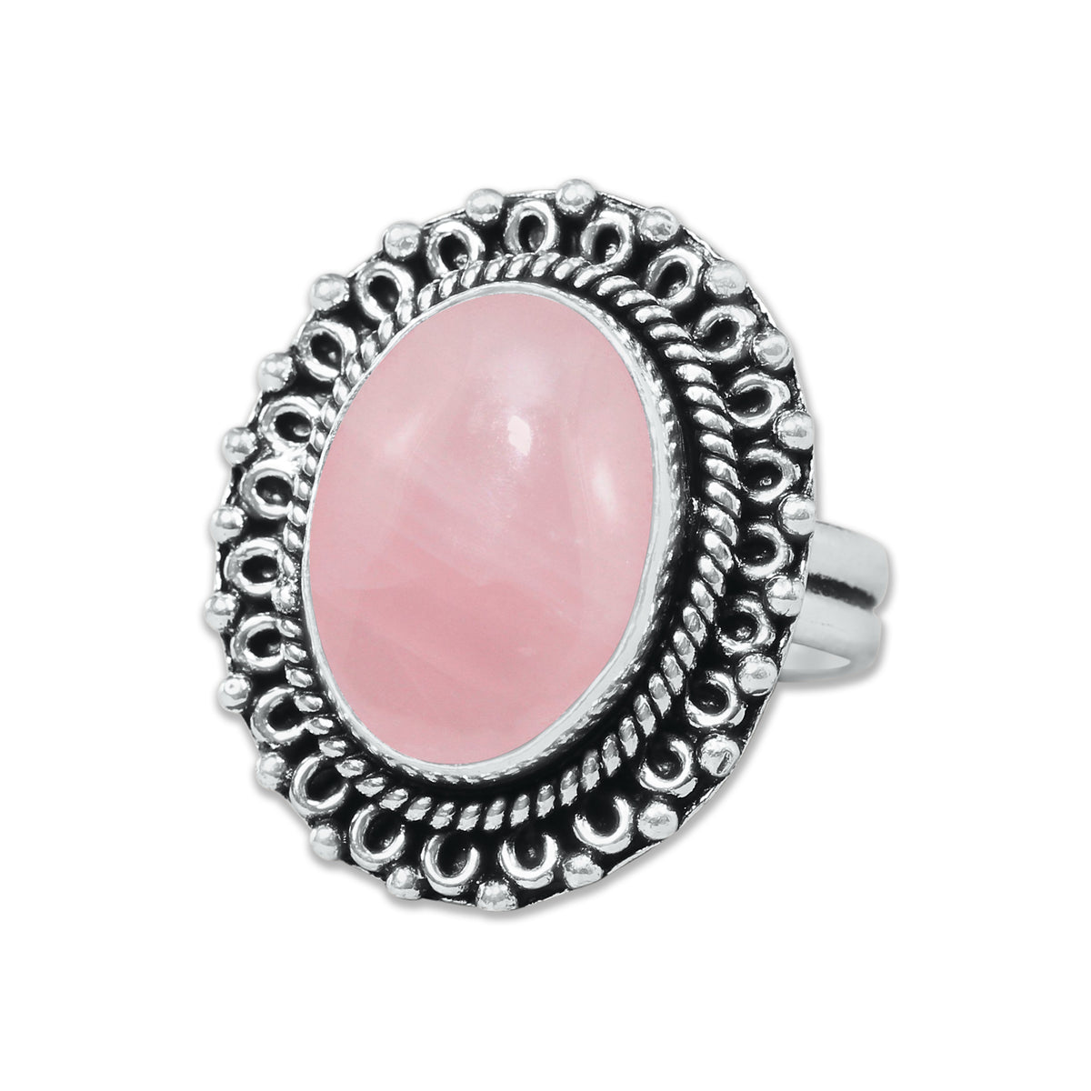 Bagues en quartz rose faites à la main pour femmes – Bijoux en laiton plaqué argent pour l'amour et la guérison