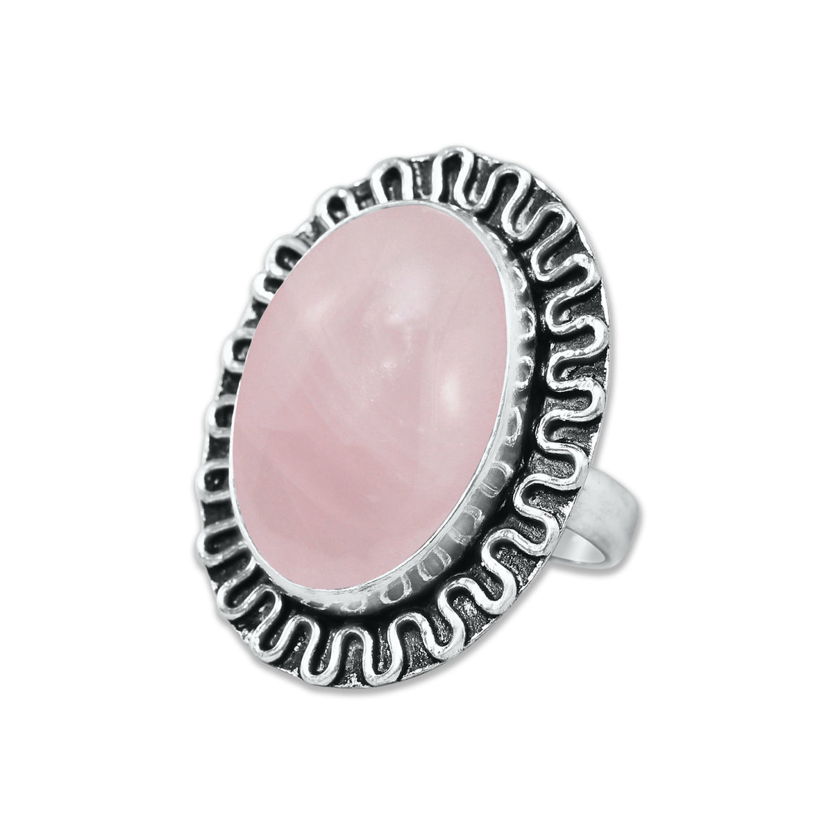 Bagues en quartz rose faites à la main pour femmes – Bijoux en laiton plaqué argent pour l'amour et la guérison