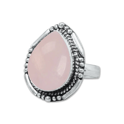 Bagues en quartz rose faites à la main pour femmes – Bijoux en laiton plaqué argent pour l'amour et la guérison